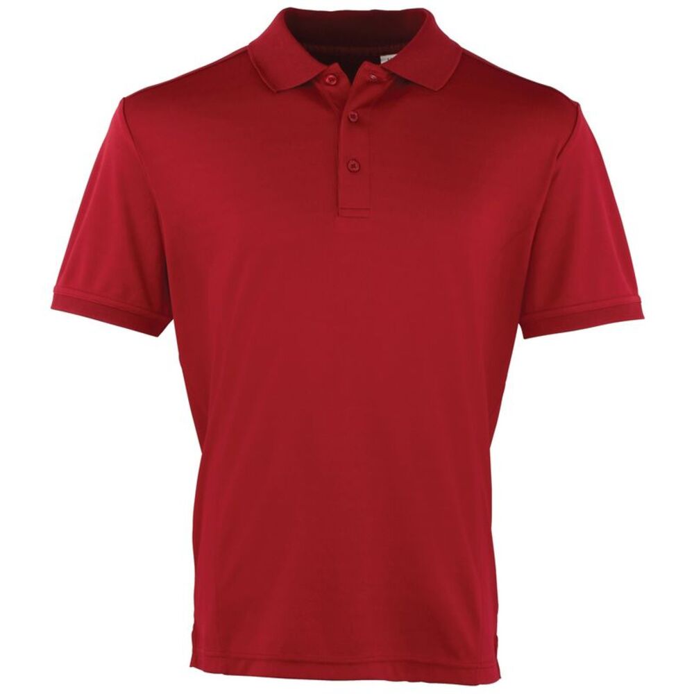 Premier Mens Coolchecker Pique Short Sleeve Polo T-Shirt / Burgundy